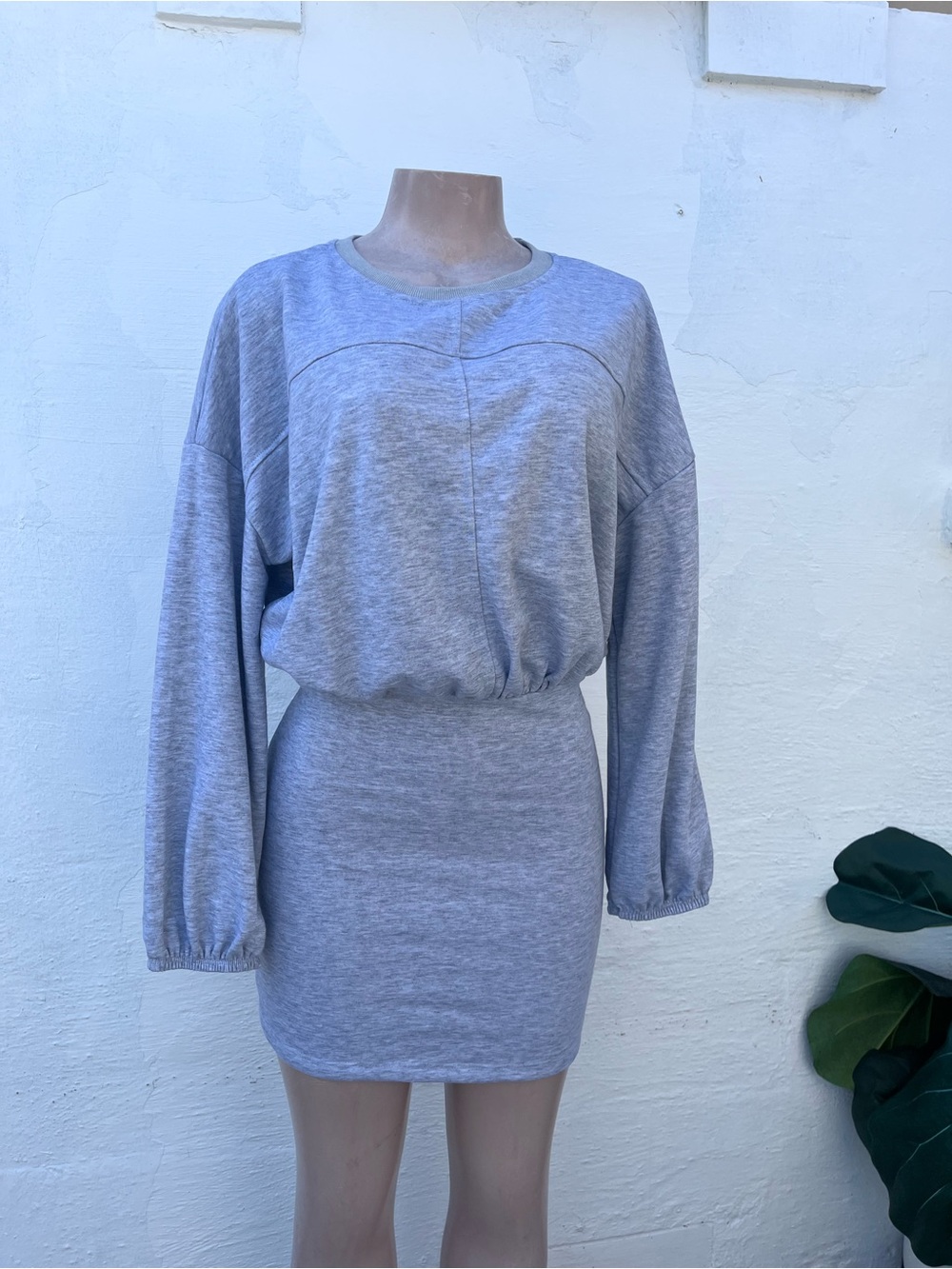 Women's Heather Gray Knit Sweatshirt Dress